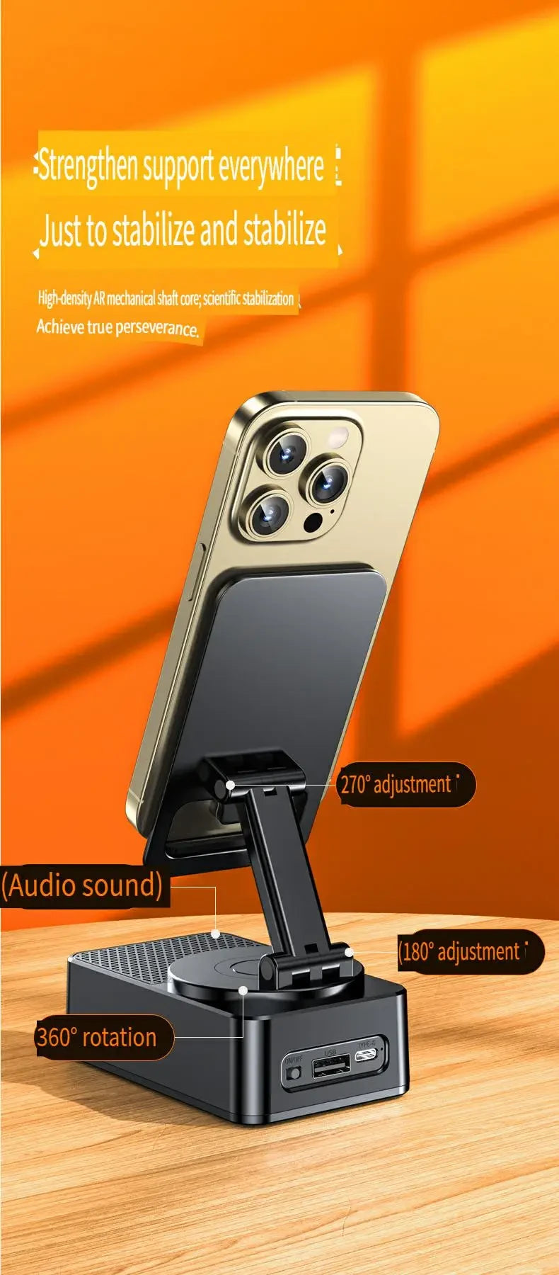 Soporte de Escritorio con Bluetooth y Altavoz